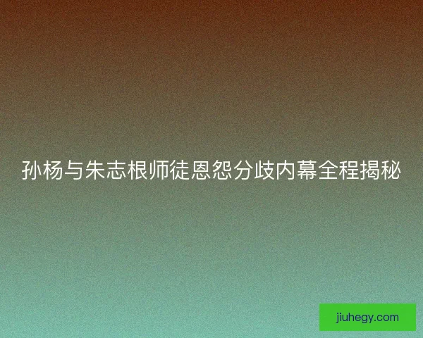 孙杨与朱志根师徒恩怨分歧内幕全程揭秘